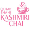 Logo of Qutab Shahi Kashmiri Chai with a pink cup and text on a white background